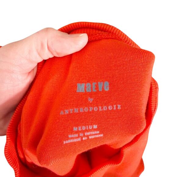 NWT Anthro Maeve Orange Short Sleeve Boxy Fit Top Women's Size Medium Mock Neck - Picture 6 of 7